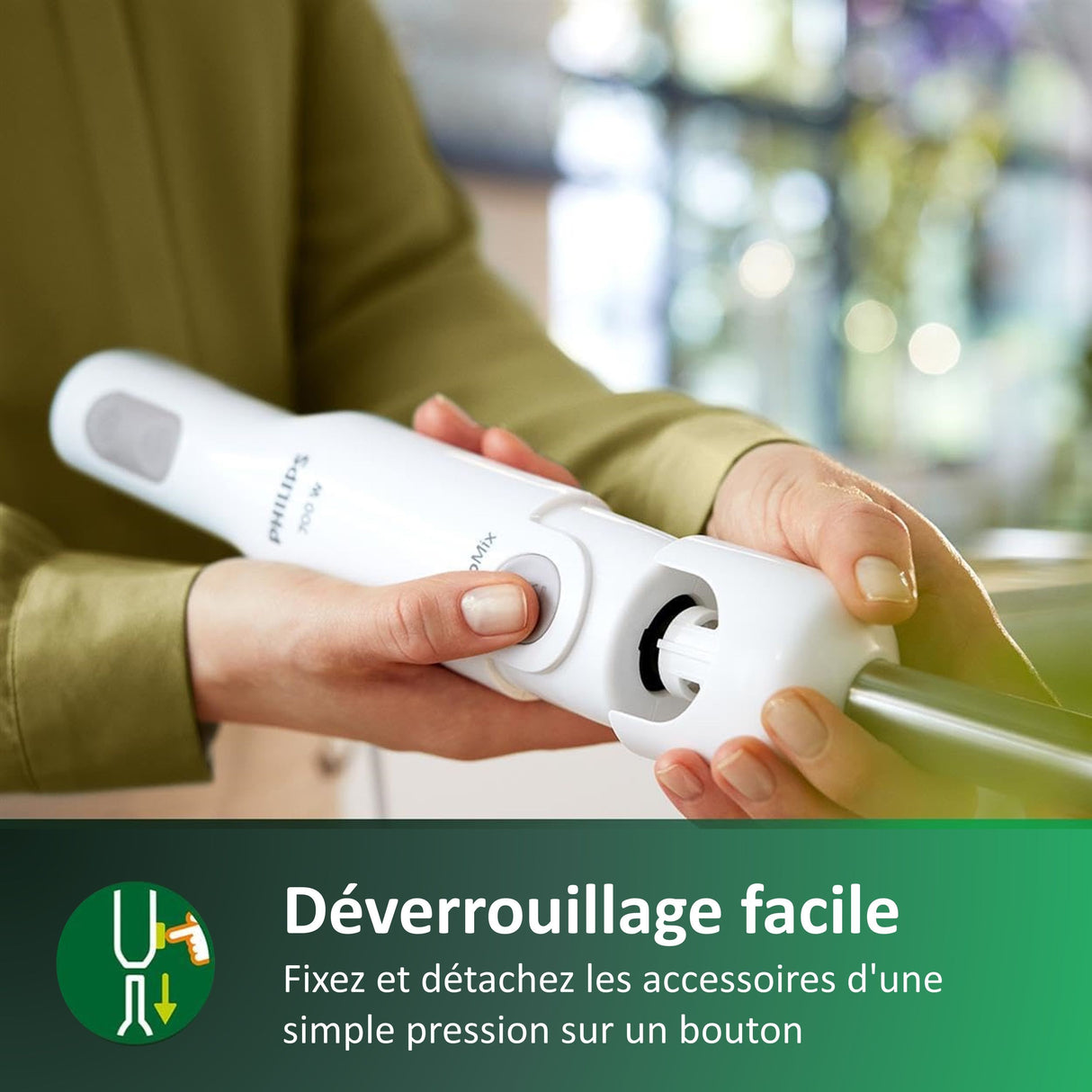 Mixeur plongeant - PHILIPS - HR2534 - 650W - 1 vitesse - Blanc