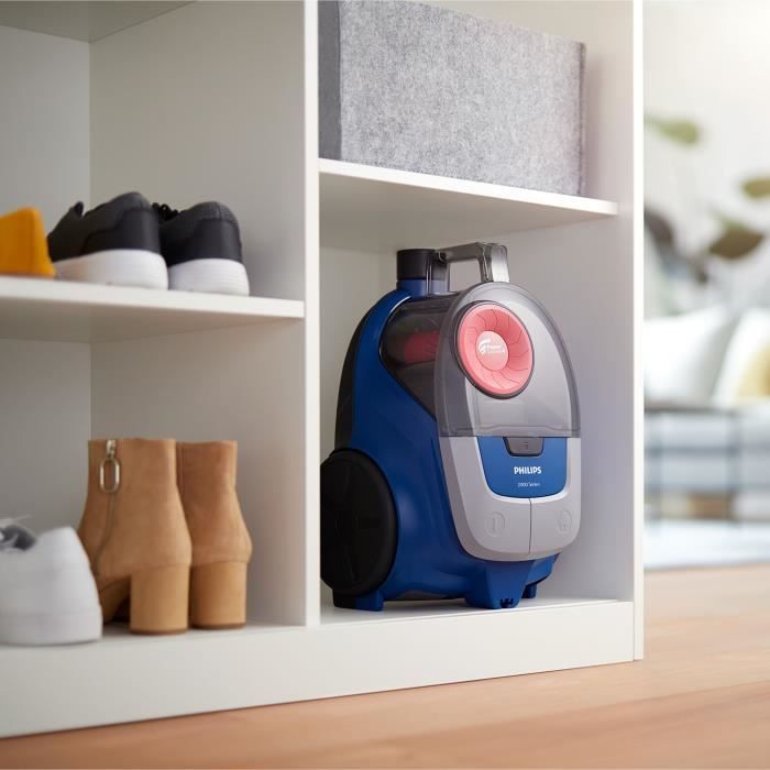 PHILIPS XB2123/09 - Aspirateur Traineau sans sac - 850 W - Compact - 1,3 L - Bleu foncÈ / Peche