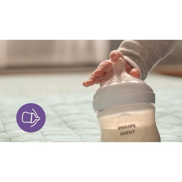 Kit nouveau-né - PHILIPS AVENT - Natural 3.0 - 2 Biberons 125ml + 2 Biberons 260ml + Sucette Ultra Douce 0-6M + Goupillon