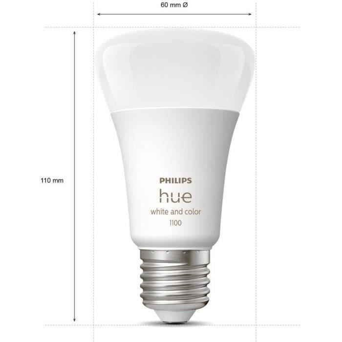 Philips Hue White and Color Ambiance, Kit de démarrage 2 ampoules E27, 75W, Bluetooth, fonctionne avec Alexa, Google et Homekit