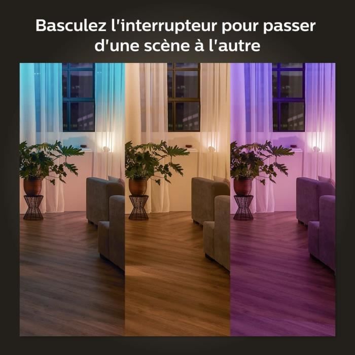 Module d'interrupteur mural - PHILIPS HUE - Pack de 2 - Blanc - Compatible Alexa - Intérieur
