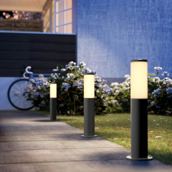 Lampadaire extérieur sur poteau - UTRECHT - Poteau anthracite - 1x20 W - Haute tension