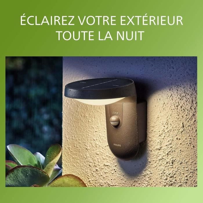 Applique murale - PHILIPS - Tyla - a énergie solaire - Anthracite - Avec capteur - 1,2 W