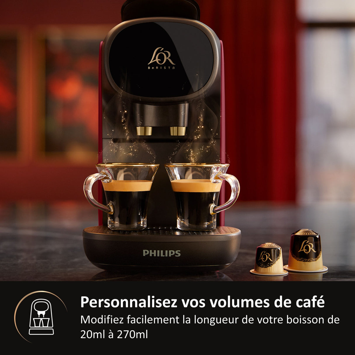 Cafetiere a capsules - PHILIPS - L'Or Barista - LM9012 - Sublime rouge