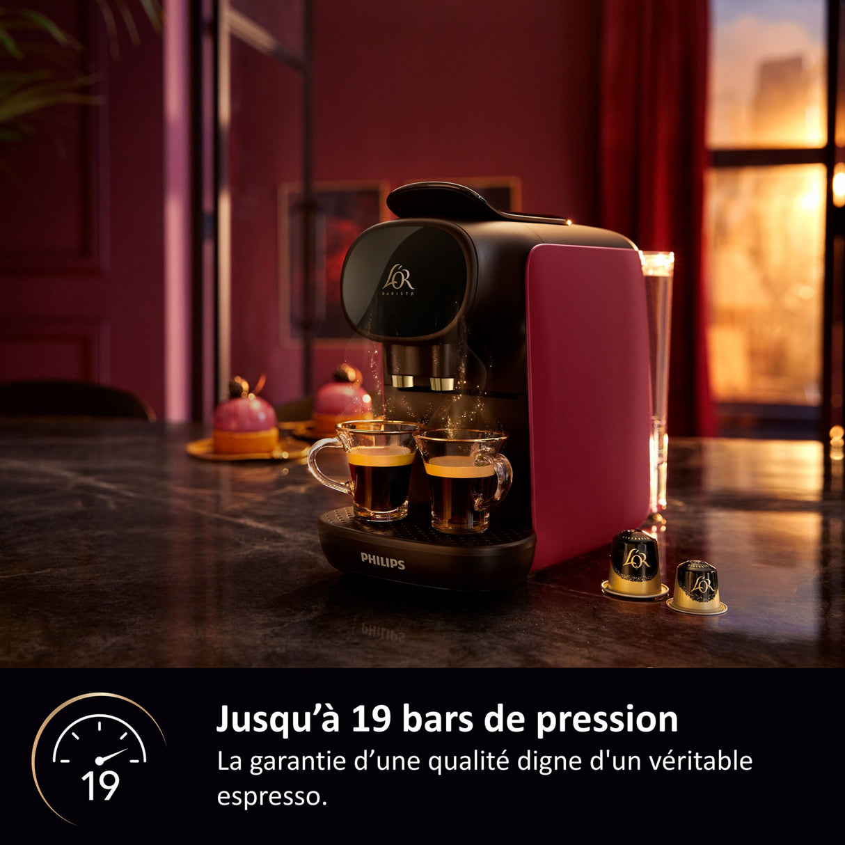 Cafetiere a capsules - PHILIPS - L'Or Barista - LM9012 - Sublime rouge