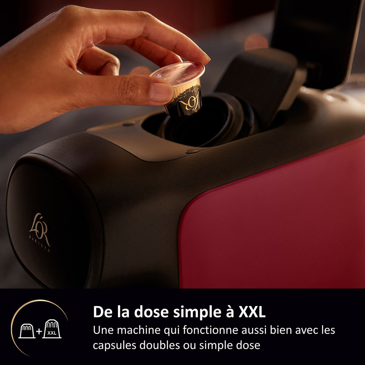 Cafetiere a capsules - PHILIPS - L'Or Barista - LM9012 - Sublime rouge