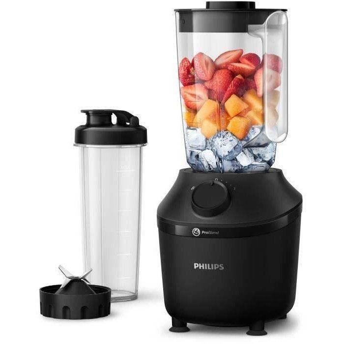 Blender mixeur - PHILIPS - HR2041/41 - Série 3000 avec gourde - 450W -1.9L - Noir