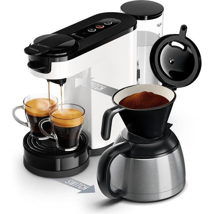 Cafetiere a dosette - PHILIPS - SENSEO - HD6592/05 - Switch 2-en-1 dosette & filtre - Blanc