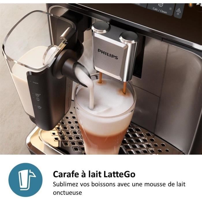 Machine a café Expresso broyeur - PHILIPS - EP2336/40 - Série 2300 - LatteGo - 4 recettes - Broyeur céramique - Noir chromé