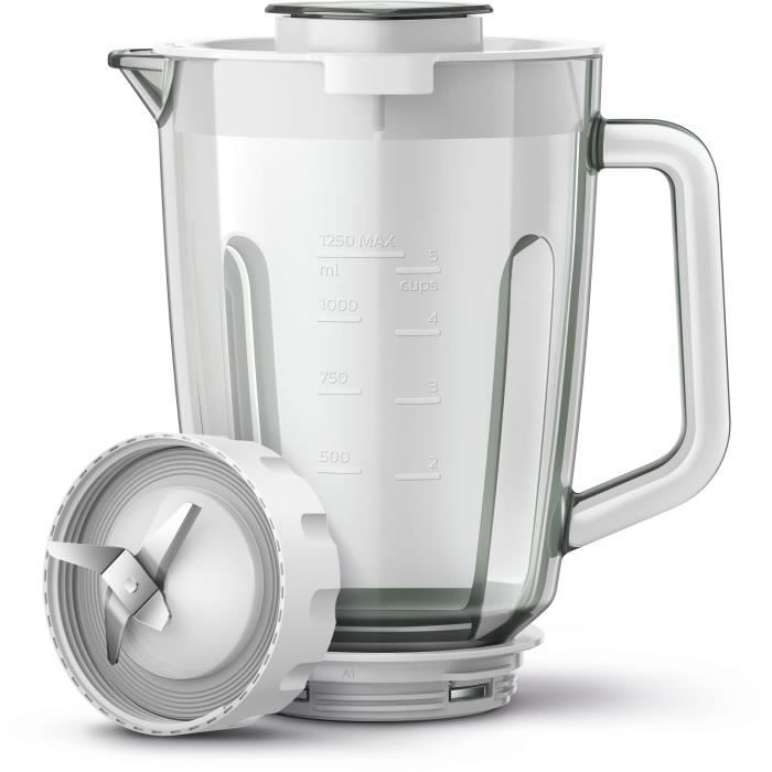 Blender - PHILIPS - Serie 3000 HR2291/20 ñ Blanc ñ Bol en verre capacitÈ 1.25L ñ 2 vitesses ñ 600W