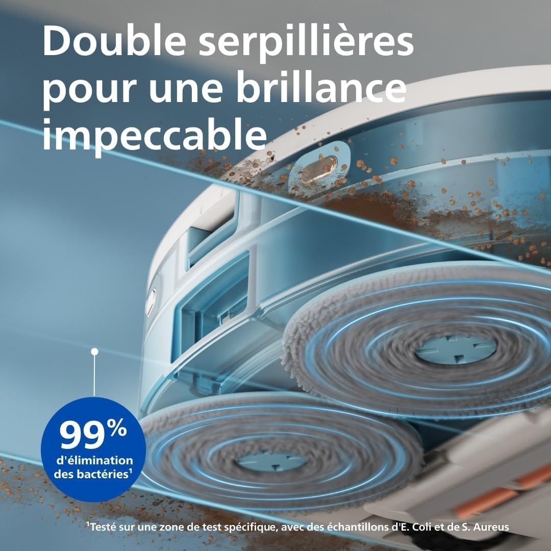 Aspirateur robot laveur avec station - PHILIPS - XU5100/20 - Série 5000 - 10 000 Pa - = 66 dB - Beige