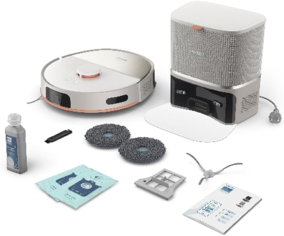 Aspirateur robot laveur avec station - PHILIPS - XU5100/20 - Série 5000 - 10 000 Pa - = 66 dB - Beige