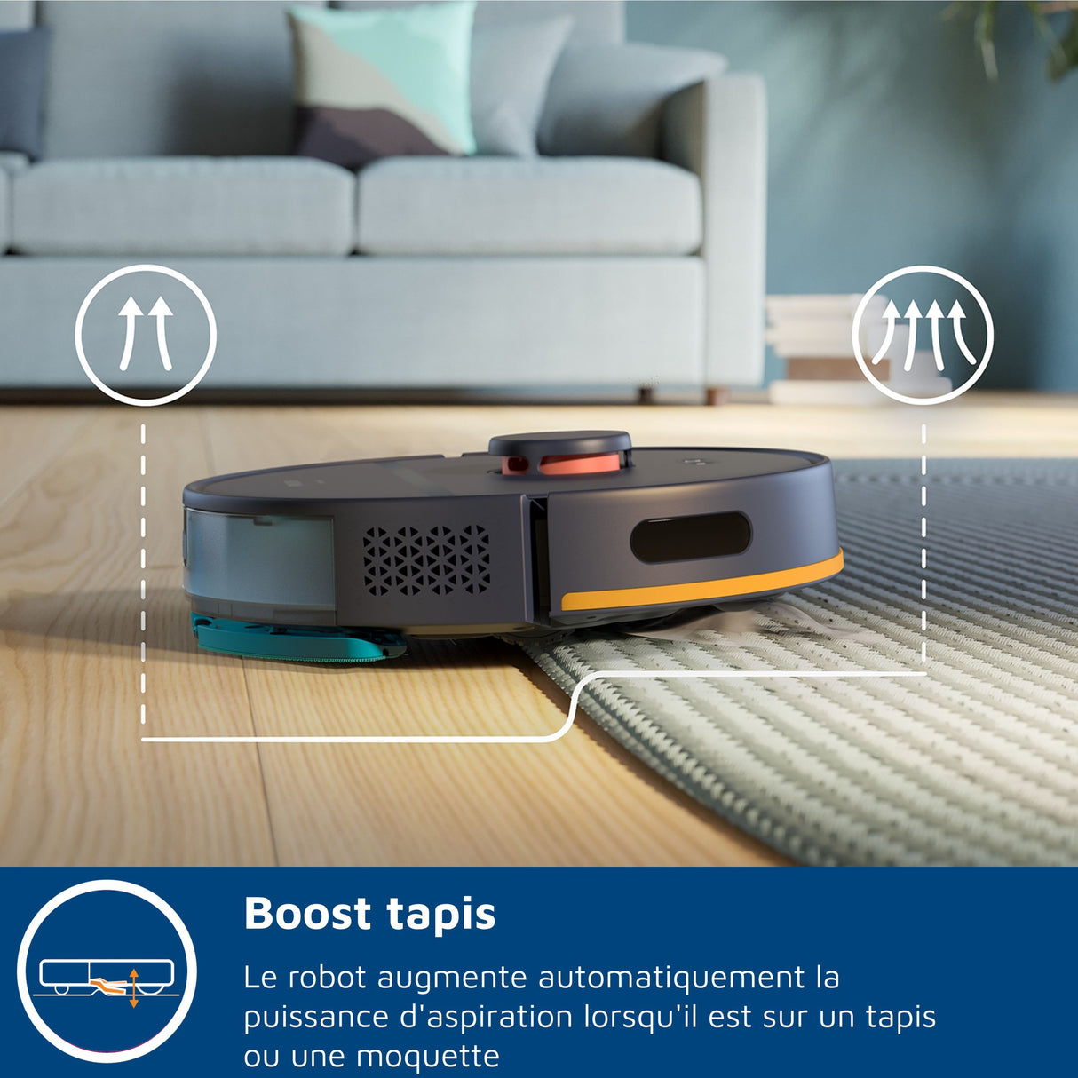 Aspirateur robot laveur avec station - PHILIPS - XU2000/15 - Série 2000 - 6000 Pa - = 66 dB - Bleu nuit