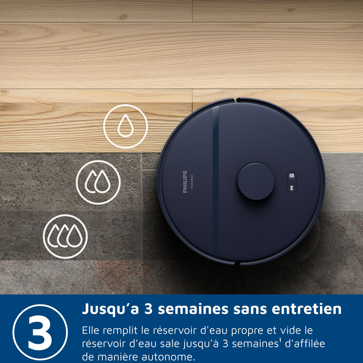 Aspirateur robot laveur avec station - PHILIPS - XU2000/15 - Série 2000 - 6000 Pa - = 66 dB - Bleu nuit