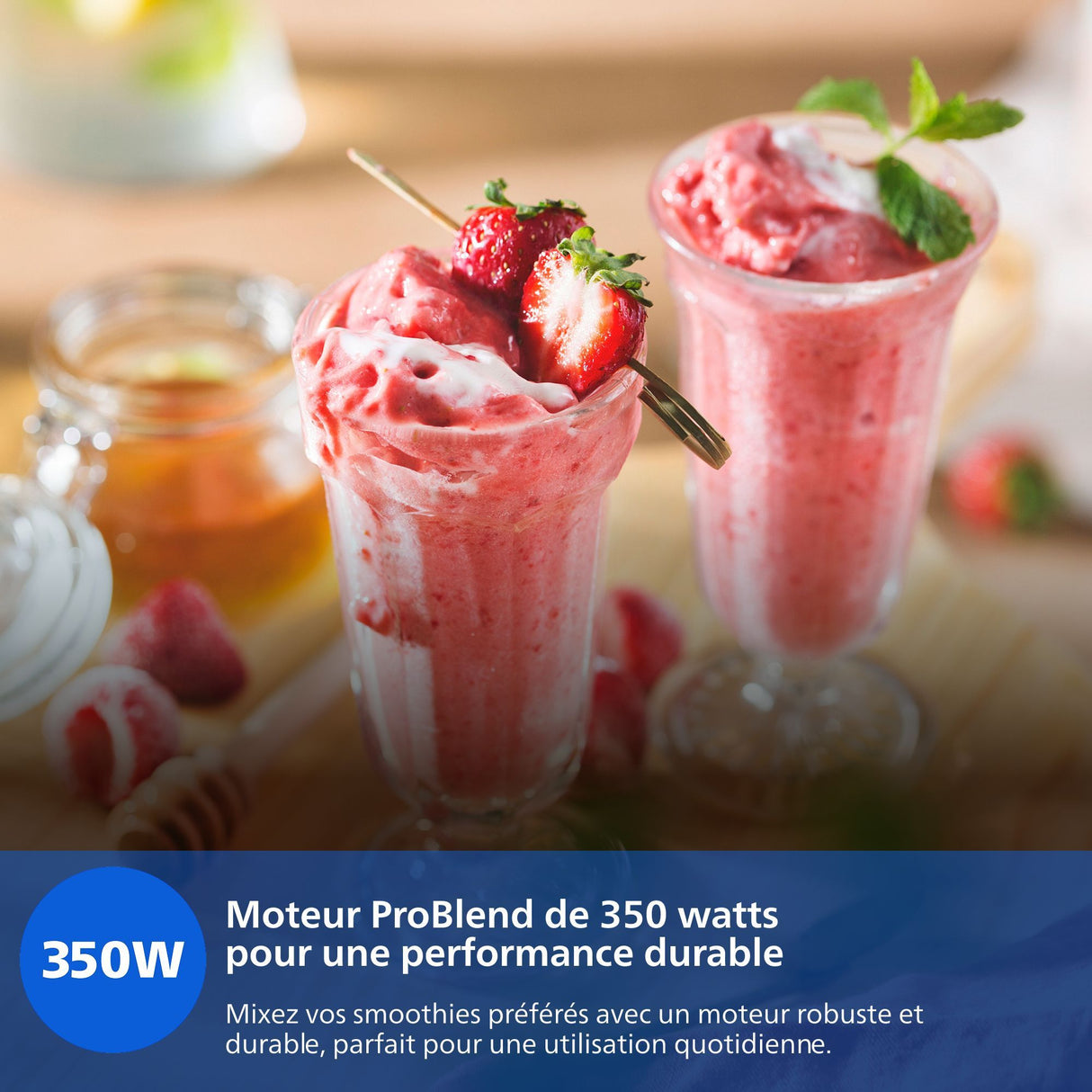 Blender mixeur - PHILIPS - HR2670/01 - Série 3000 - Blanc - Gourde Blend & Go 0,6L - 350W