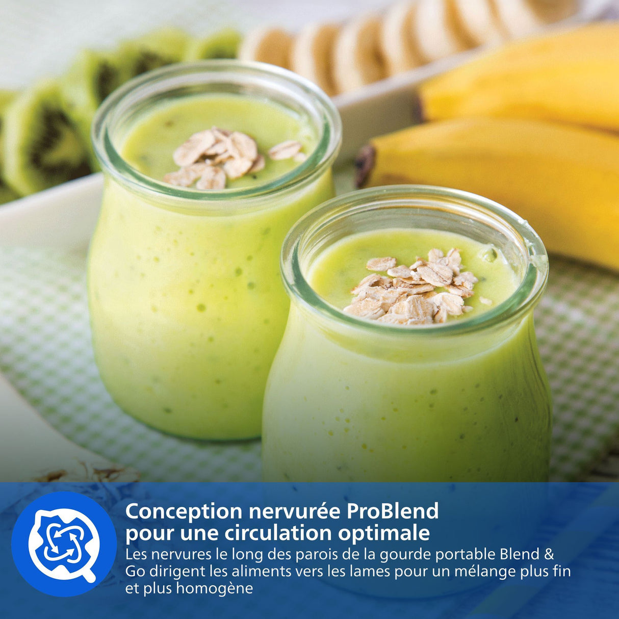 Blender mixeur - PHILIPS - HR2670/01 - Série 3000 - Blanc - Gourde Blend & Go 0,6L - 350W