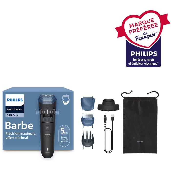Tondeuse barbe précision - PHILIPS - Series 5000 BT5780/15 - Autonomie 1h40 - Sans fil - Noir