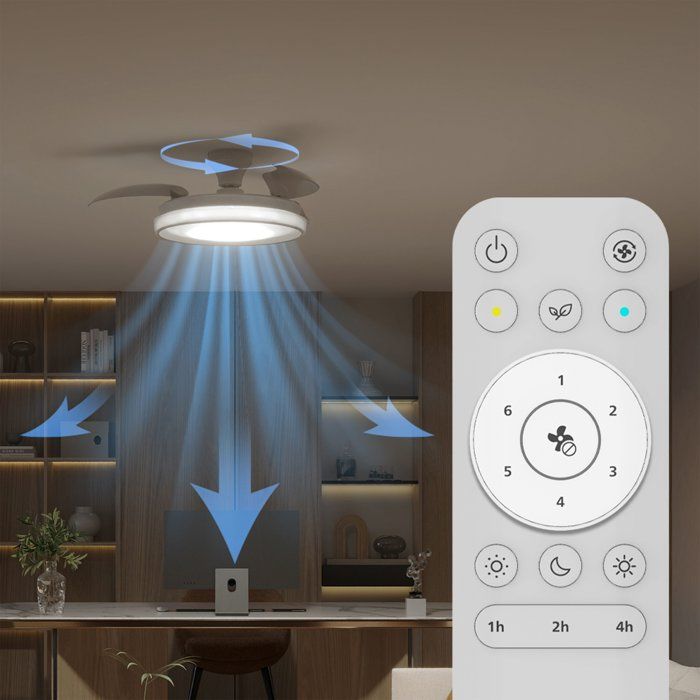 Ventilateur de plafond - Philips - Bliss - Pales rétractables - Diametre 106 cm - Blanc - LED intégrée + télécommande