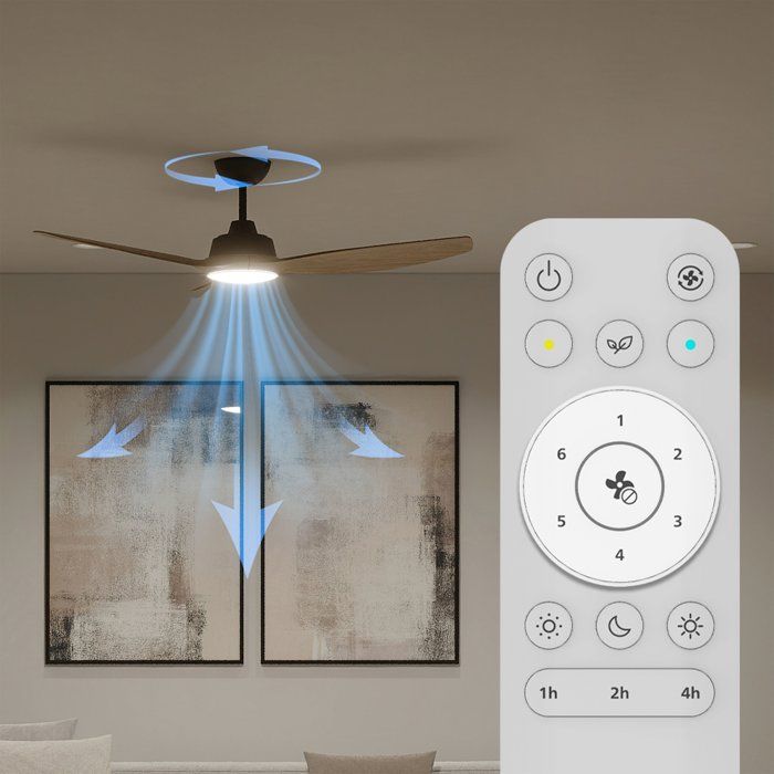 Ventilateur de plafond - Philips - Olas - Pales fixes - Diametre 132 cm - Noir/Bois - LED intégrée + télécommande