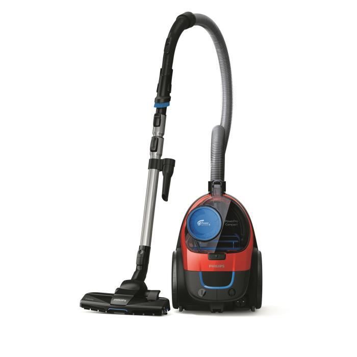 PHILIPS FC9330/09 Aspirateur traÓneau sans sac PowerPro Compact - 900W - 76 dB - Filtre Anti-allergie -Rouge