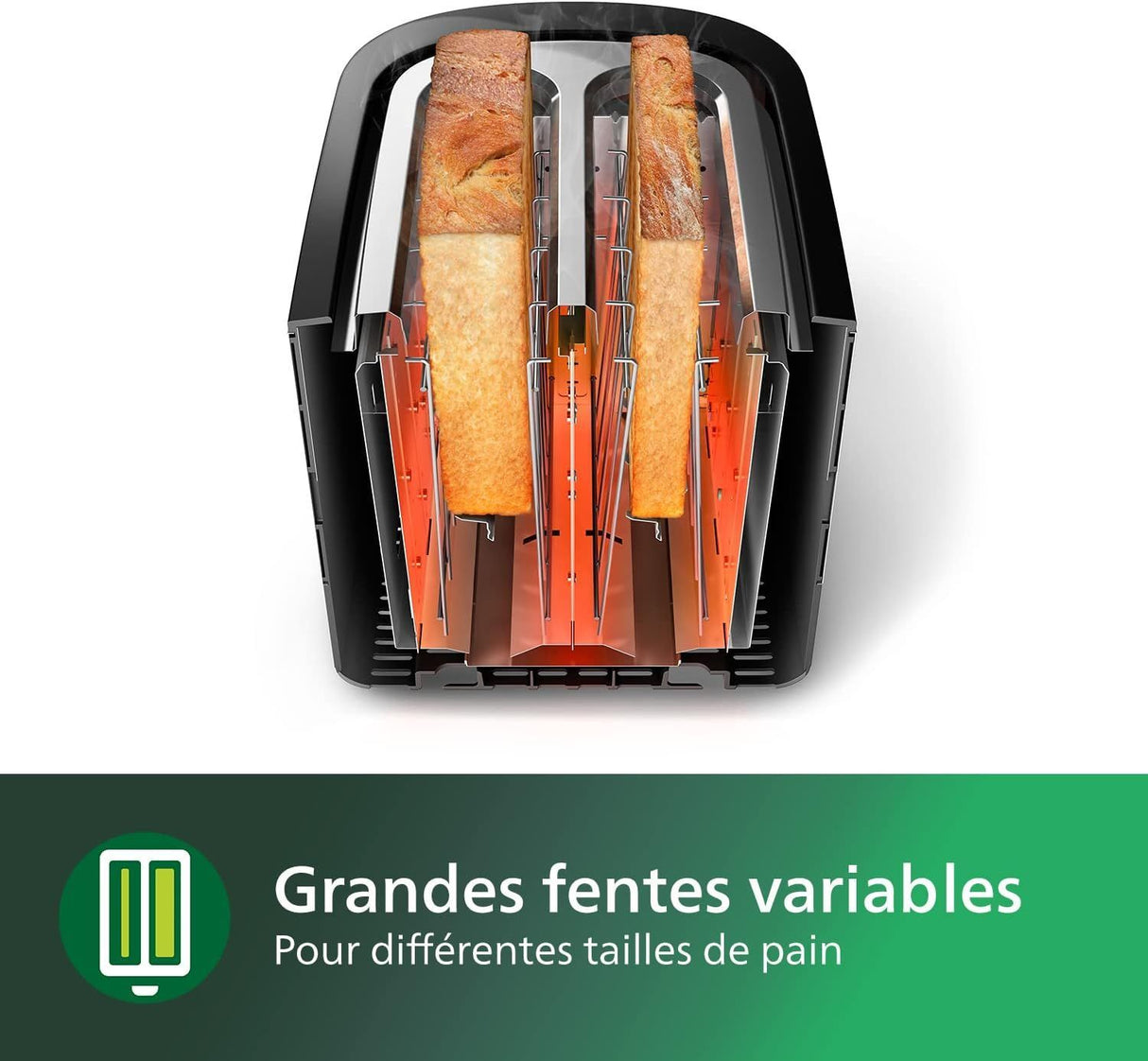 Grille-pain - PHILIPS - HD2581/90 - Collection Daily - 2 fentes - 830W - Noir