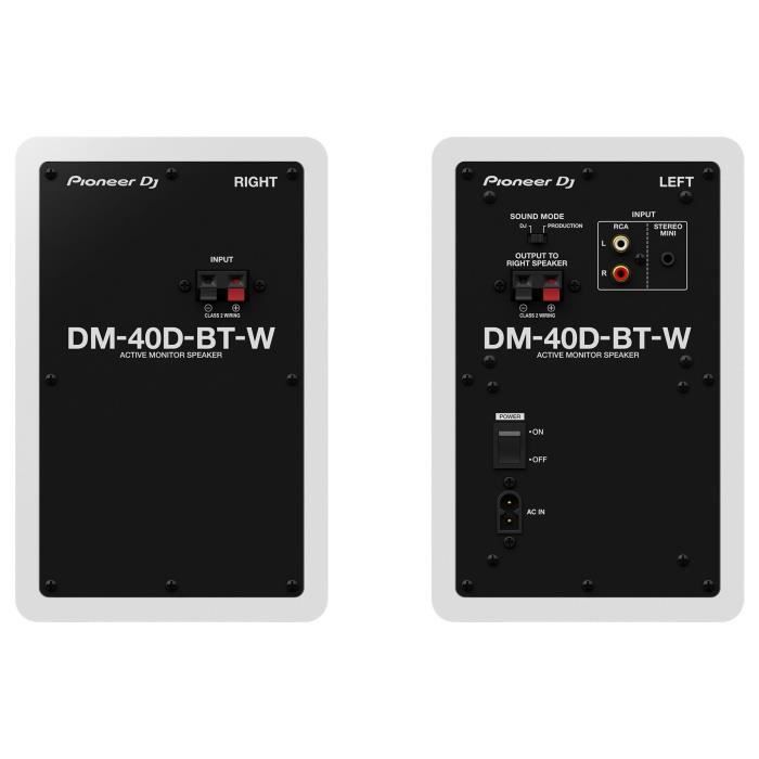 Paire d'enceintes de monitoring Pioneer DJ DM-40D-BT-W - Bluetooth - Bass Reflex - 2x19W - Mode DJ ou Production - Blanc