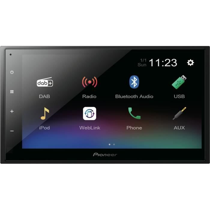Autoradio multimédia - PIONEER - Ecran capacitif 6,8- 2DIN - DAB - USB - Entrée caméra de recul