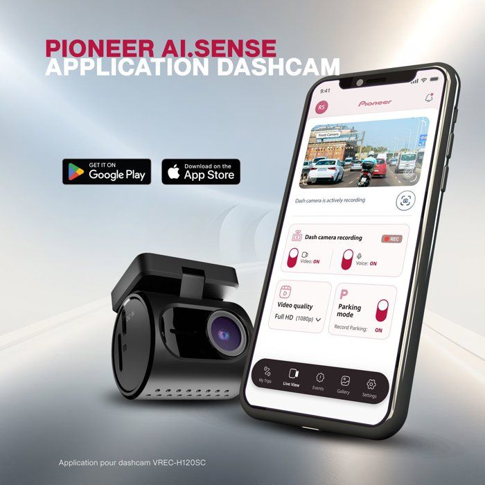Dash Cam - PIONEER - VREC-H120SC - 1 caméra - 1,5k - Vision 120° - Aplication ai.sense - Noir