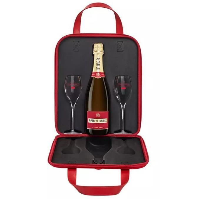 Champagne Piper-Heidsieck - CuvÈe Brut - Coffret Travel Flute Gift Set 1 Bouteille + 2 fl˚tes