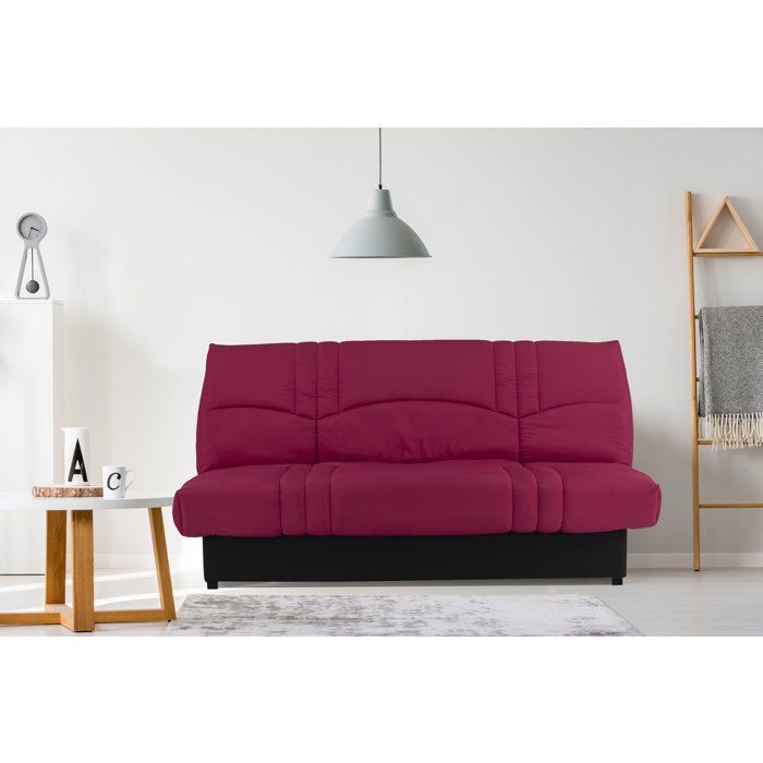 Canapé convertible Clic-clac - 3 places - Tissu Bordeaux - 190 x 90 x 92 cm - PIXIE