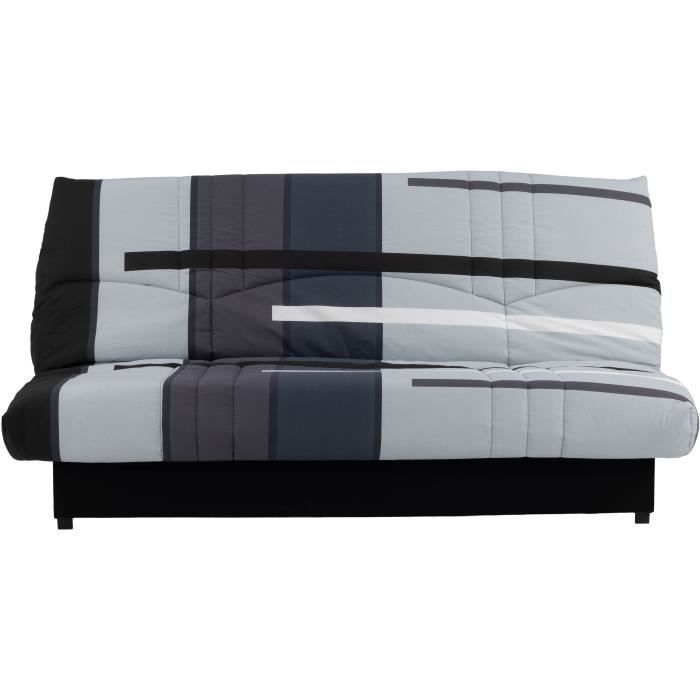 Banquette clic-clac - 3 places - Piste Gris - 190 x 90 x 92 cm - PIXIE