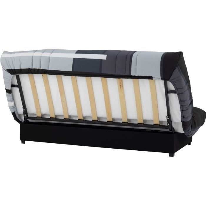 Banquette clic-clac - 3 places - Piste Gris - 190 x 90 x 92 cm - PIXIE