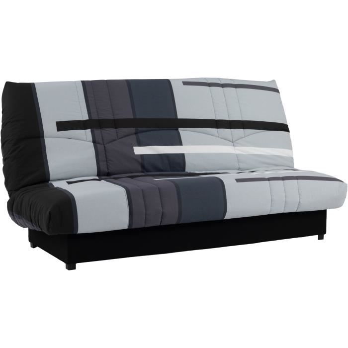 Banquette clic-clac - 3 places - Piste Gris - 190 x 90 x 92 cm - PIXIE