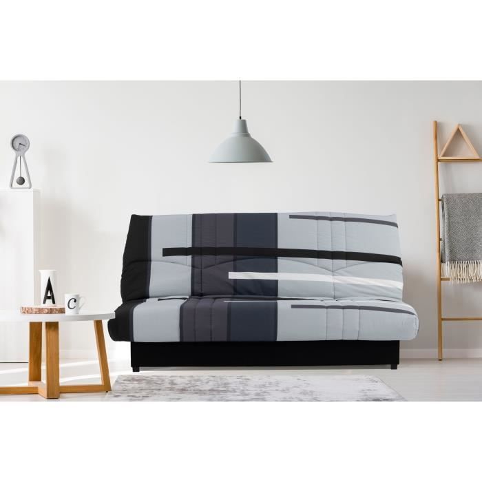 Banquette clic-clac - 3 places - Piste Gris - 190 x 90 x 92 cm - PIXIE