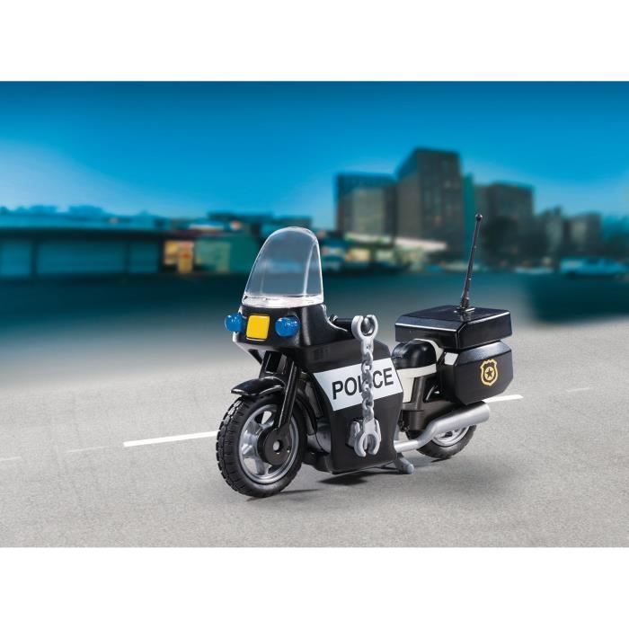 PLAYMOBIL - Valisette Motard de Police - Garçon - 13 éléments - A partir de 4 ans