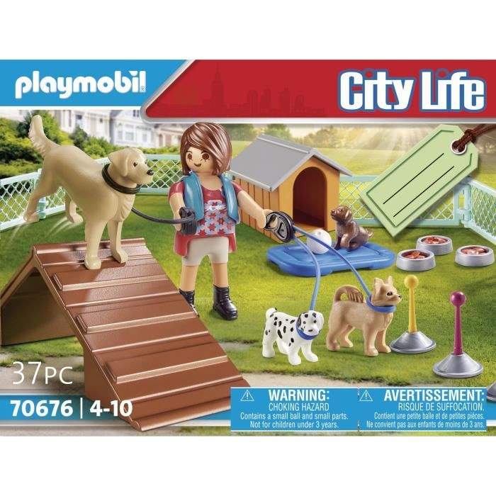 PLAYMOBIL 70676 Set Educatrice et chiens, City life, Pour Enfant, des 4 ans, 37 pieces