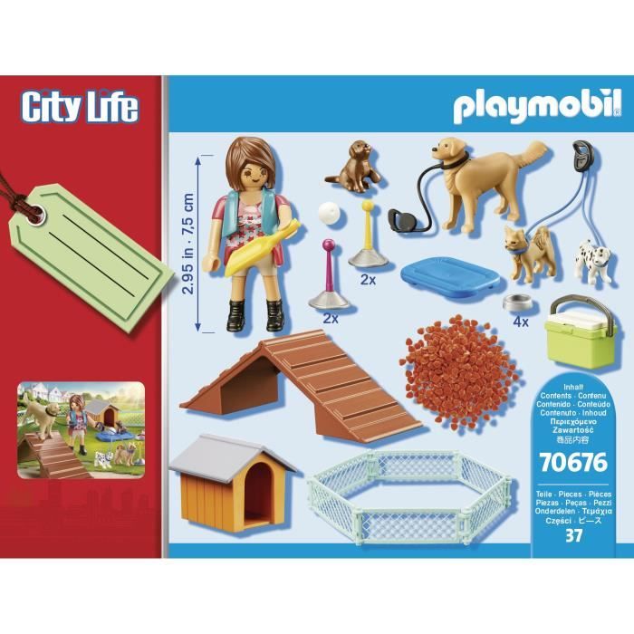PLAYMOBIL 70676 Set Educatrice et chiens, City life, Pour Enfant, des 4 ans, 37 pieces