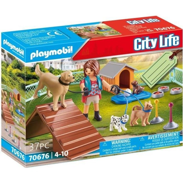 PLAYMOBIL 70676 Set Educatrice et chiens, City life, Pour Enfant, des 4 ans, 37 pieces