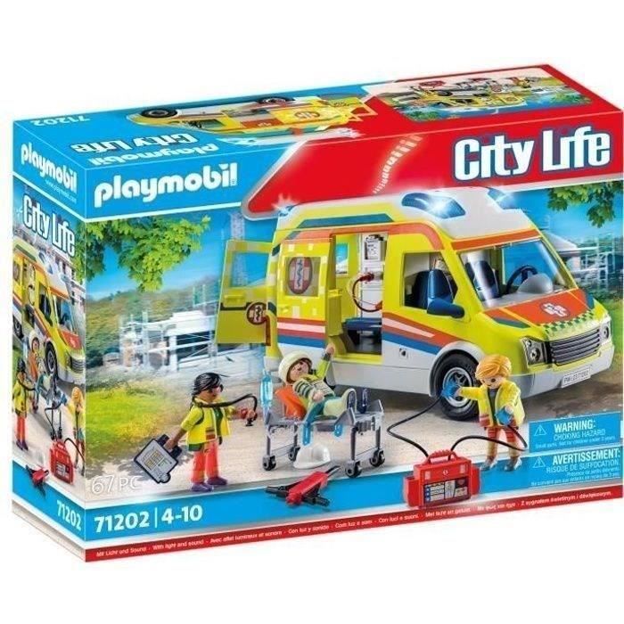 PLAYMOBIL 71202 Ambulance avec effets lumineux et sonore, City Action Les Secouristes