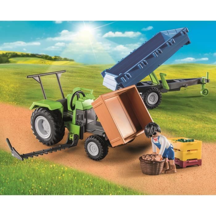 PLAYMOBIL 71249 Tracteur avec remorque, Country La Ferme, 42 pieces, Des 4 ans