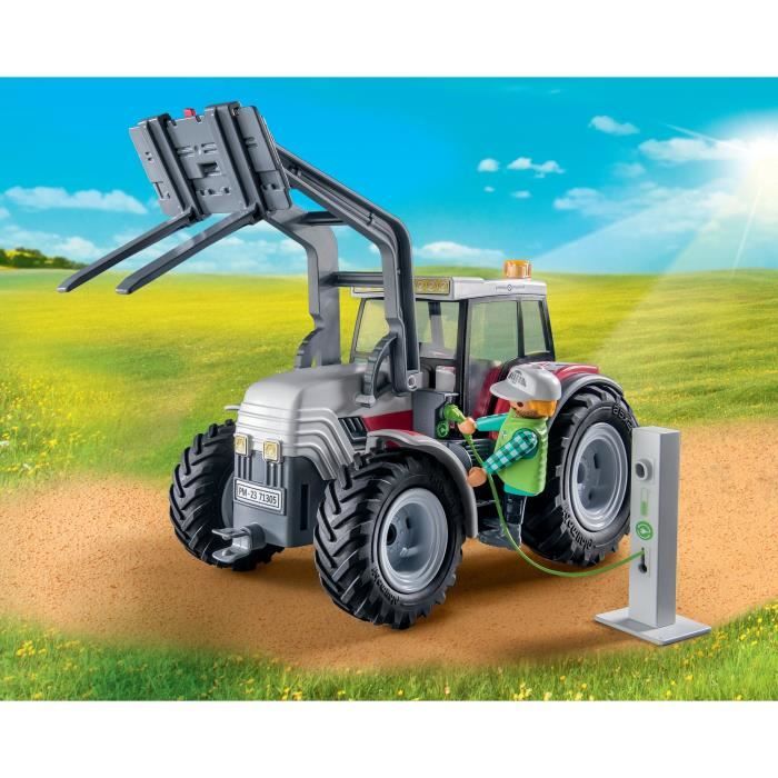 PLAYMOBIL 71305 Grand tracteur électrique, Country La vie a la ferme, 31 pieces, Des 5 ans