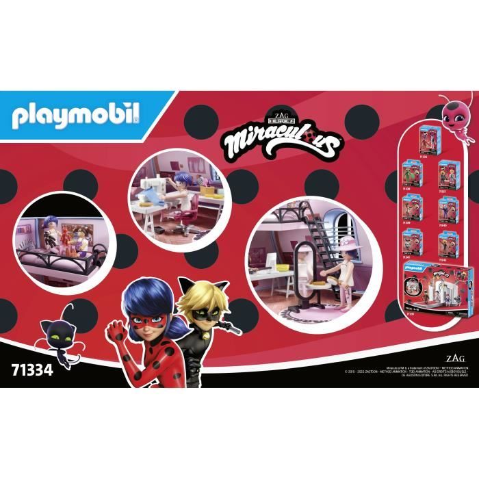 PLAYMOBIL 71334 Miraculous Chambre de Marinette, Miraculous lady bug, 73 pieces, Des 4 ans