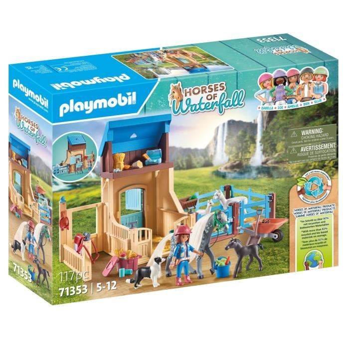 PLAYMOBIL 71353 Amelia & Whisper avec box pour chevaux, Horses of Waterfall, 117 pieces, Des 5 ans