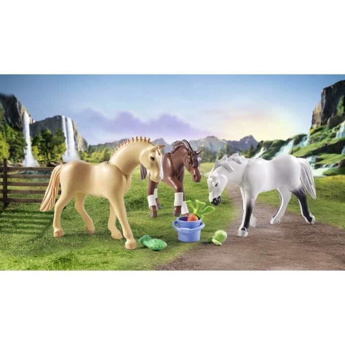 PLAYMOBIL 71356 3 chevaux Morgan, Quarter Horse et Shagya, Horses of Waterfall, 28 pieces, Des 5 ans