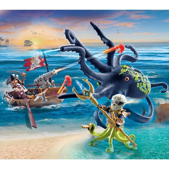 PLAYMOBIL 71419 Pirate avec pieuvre géante, Les Pirates, 44 pieces, Des 4 ans