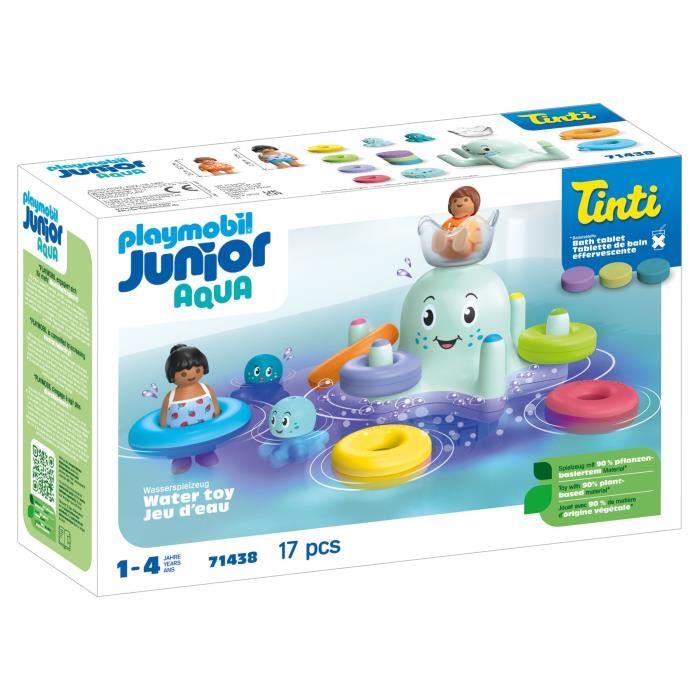 PLAYMOBIL Junior 71438 Manege pieuvre géante, Jouet pour le bain, Junior AQUA Tinti, 17 pieces, Des 12 mois