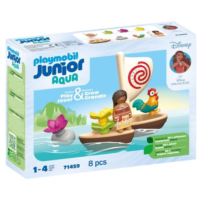 PLAYMOBIL Junior 71459 Vaiana et bateau a voile, Flotte dans l'eau, Jouet pour le bain, Disney, Des 12 mois