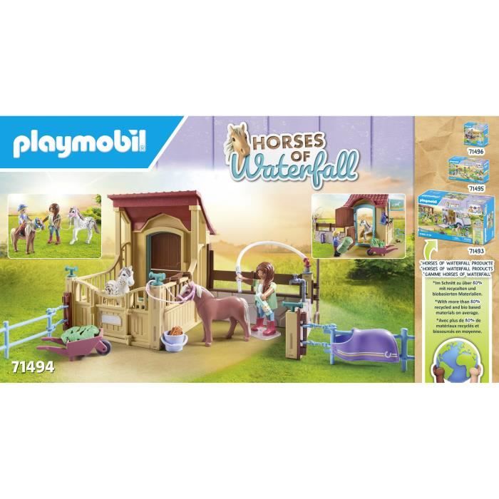 PLAYMOBIL 71494 Cavalieres avec box et poneys - Horses of Waterfall - Des 4 ans - Jeu de rôle créatif