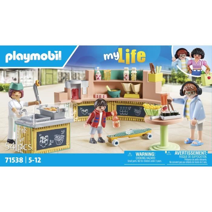 PLAYMOBIL 71538 Stand de restauration rapide, My Life, 54 pieces, Des 5 ans