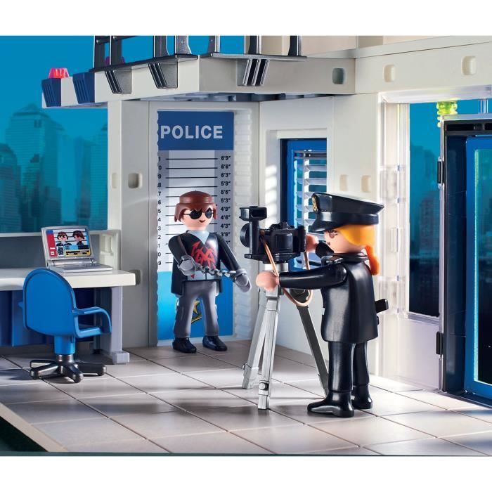 PLAYMOBIL 71602 Poste de police et véhicules, Les Policiers, Action Heroes, 159 pieces, Des 4 ans